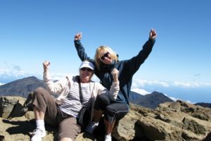 Lahaina Physical Therapy ladies on top of Haleakala cheering image